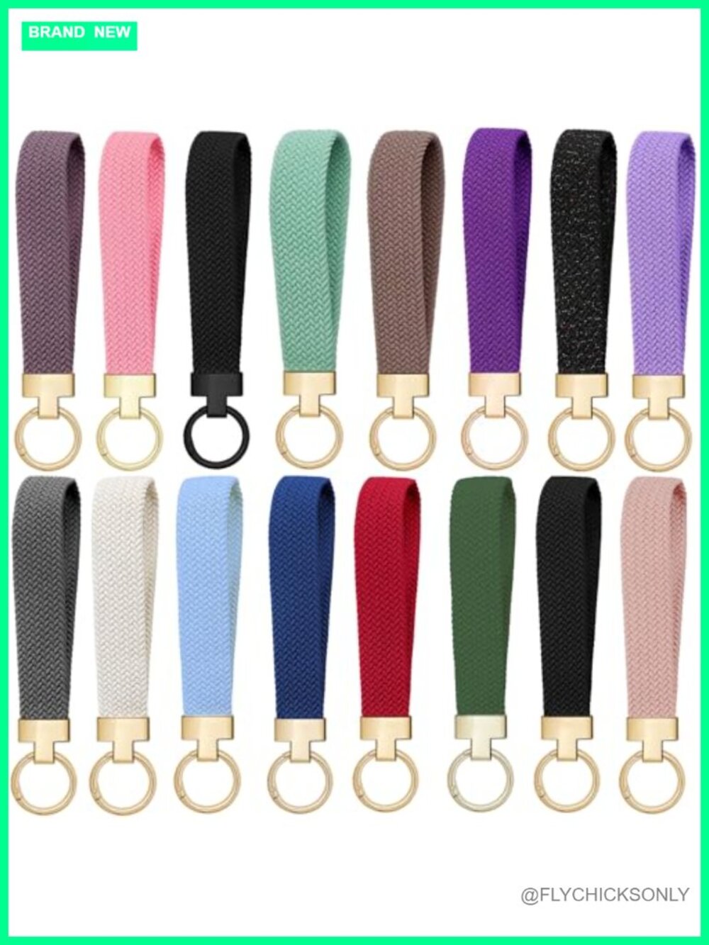 Woven Wristlet Keychain Strap Lanyard with Keyrings D-ring